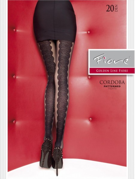 Fiore - Stylish floral pattern tights Cordoba 20 DEN