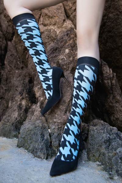 Trasparenze - Soft, opaque knee highs with oversized houndstooth pattern