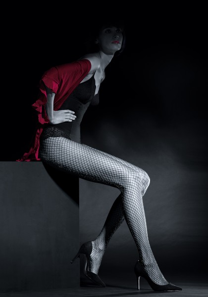 Knittex - Elegant lurex-effect fishnet tights with seamless body