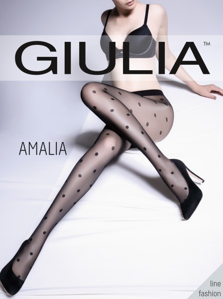 Giulia Amalia Impresso - Polka dot strømpebukse med elegant lace finish at the top