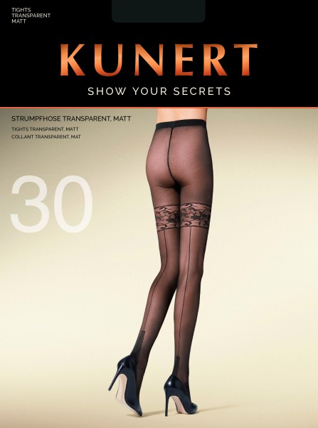 KUNERT Radiance Net - Trendy mock hold up strømpebukse med back seam