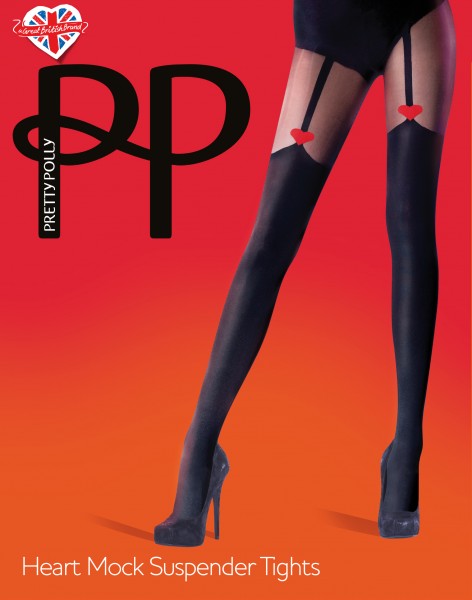 Pretty Polly - hjerte Mock Suspender strømpebukse