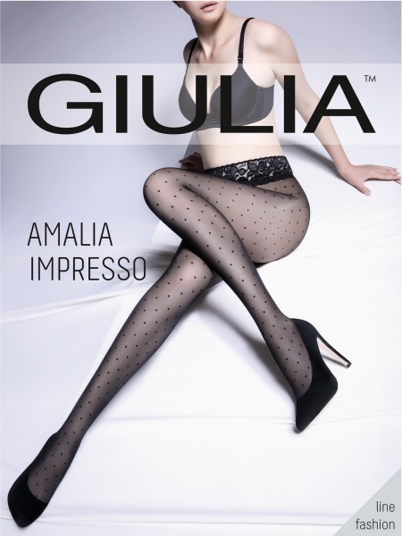 Giulia Amalia Impresso - Polka dot strømpebukse med elegant lace finish at the top